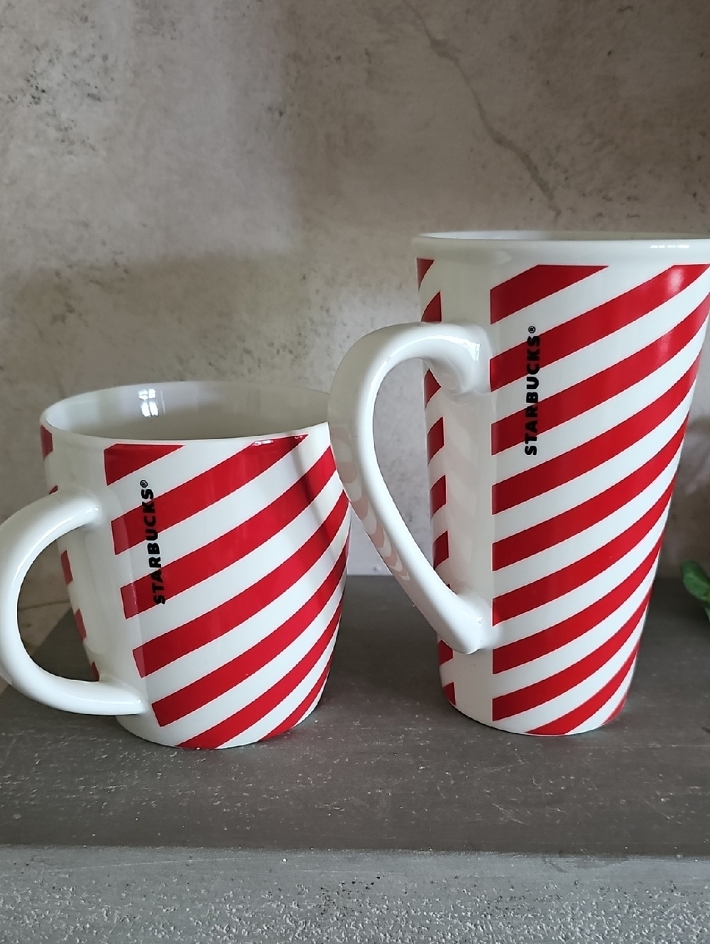 Starbucks Red Striped Candy Cane Coffee Mug Bundle Qty 2 Cups NWOT